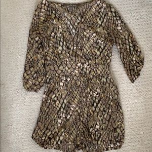 Snakeskin patterned romper with cropped sleeves
